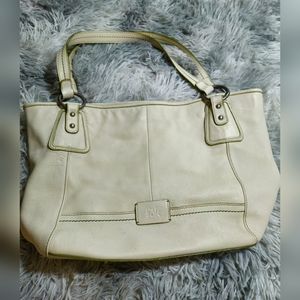 The Sak Cream Colored Bag Purse Floral Interior Lining